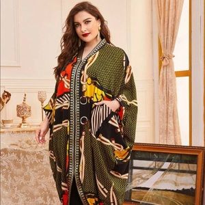 Shein Plus Chevron And Chain Print Kaftan Dress